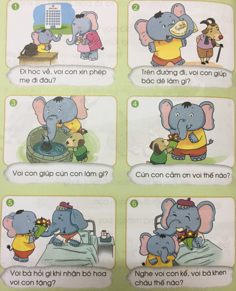 [Cánh điều] Giải Tiếng Việt 1 tập 2 bài 122: Kể chuyện hoa tặng bà