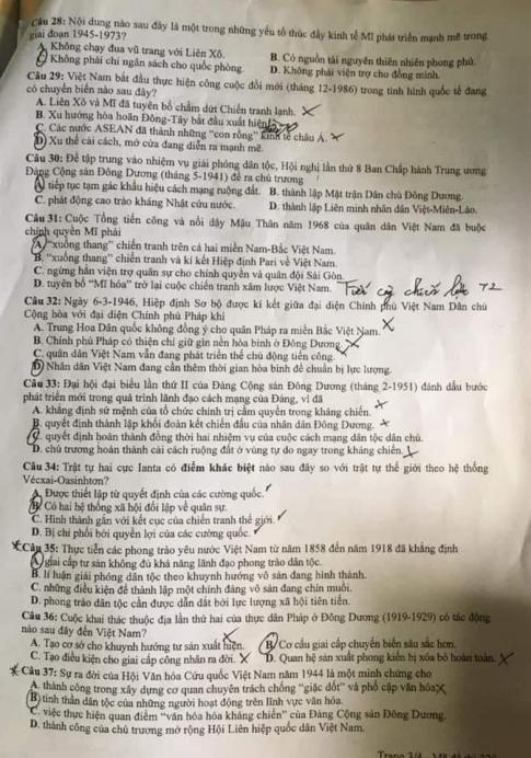Thi THPQG 2020: Đề thi và đáp án môn Lịch sử mã đề 320