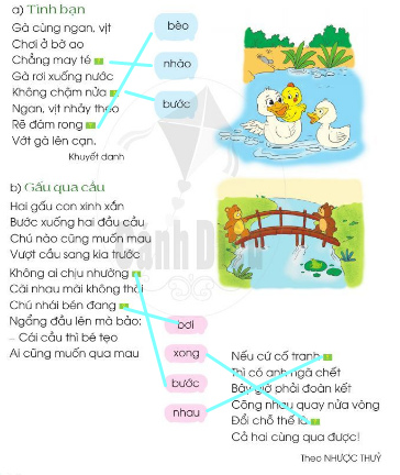 Chọn tiếng phù hợp với ô trống trong các bài thơ sau