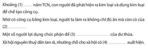[KNTT] Giải SBT lịch sử và địa lí 6 bài: Sự chuyển biến và phân hóa của xã hội nguyên thủy