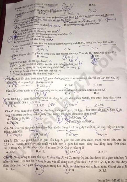 Thi THPTQG 2020: Đề thi và đáp án môn Hóa học mã đề 220