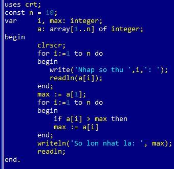 Giải vnen tin 8 bài 10: Mảng một chiều