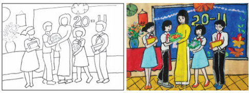 Giải mĩ thuật Đan Mạch 8 bài 3: Thầy cô và mái trường