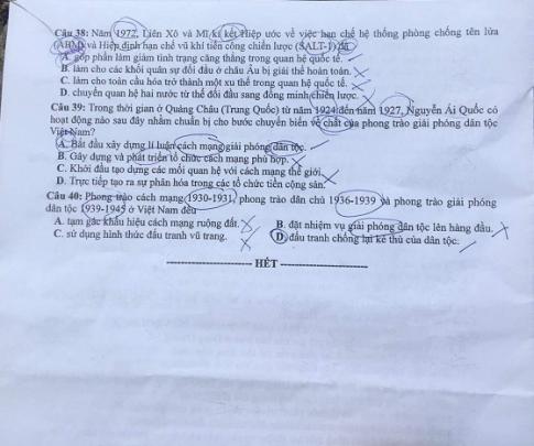 Thi THPQG 2020: Đề thi và đáp án môn Lịch sử mã đề 320
