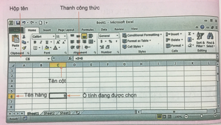 Giải vnen tin 7 bài 2: Các thành phần cơ bản của trang tính