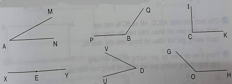 Giải câu 1 Bài Góc nhọn, góc tù, góc bẹt