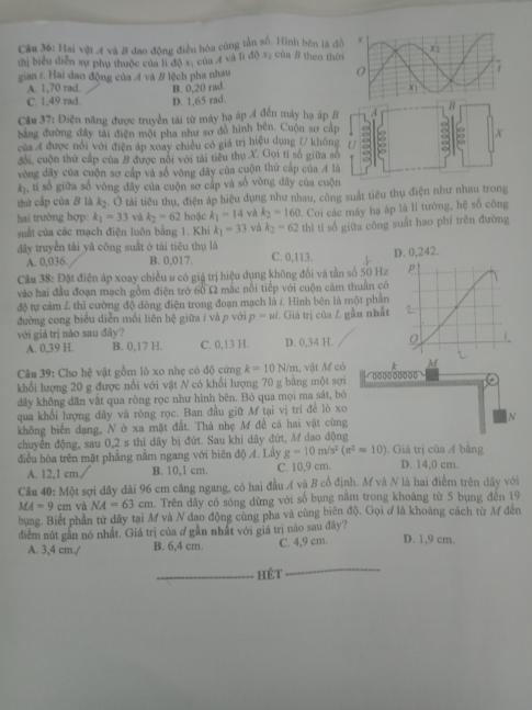 Thi THPTQG 2020: Đề thi và đáp án môn Vật lý mã đề 213