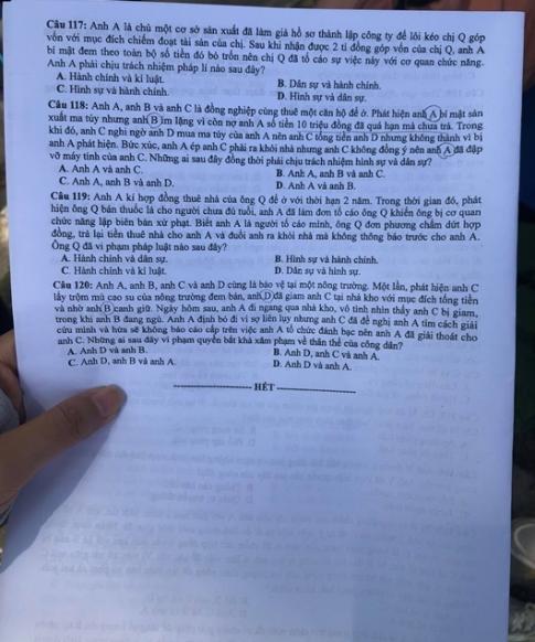 Thi THPQG 2020: Đề thi và đáp án môn GDCD mã đề 321