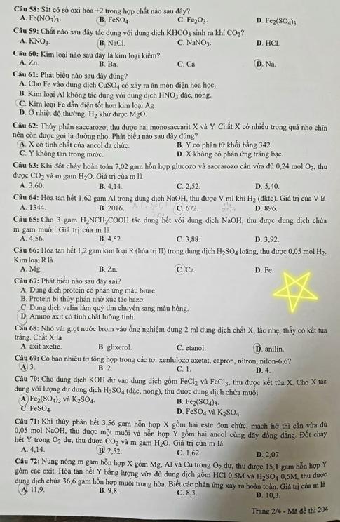 Thi THPTQG 2020: Đề thi và đáp án môn Hóa học mã đề 204