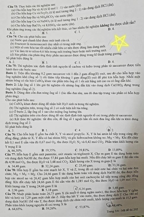 Thi THPTQG 2020: Đề thi và đáp án môn Hóa học mã đề 202
