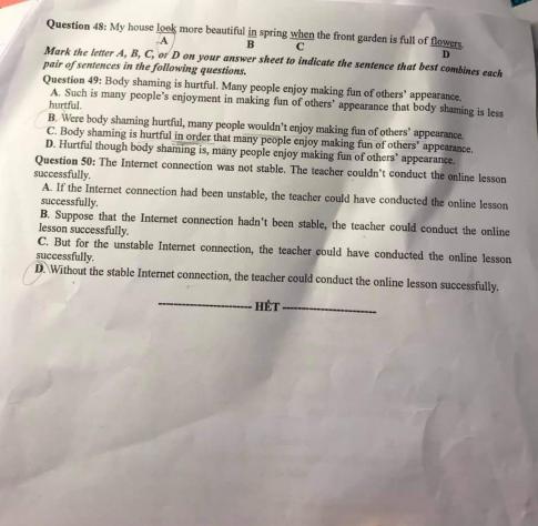 Thi THPQG 2020: Đề thi và đáp án môn Tiếng anh mã đề 424