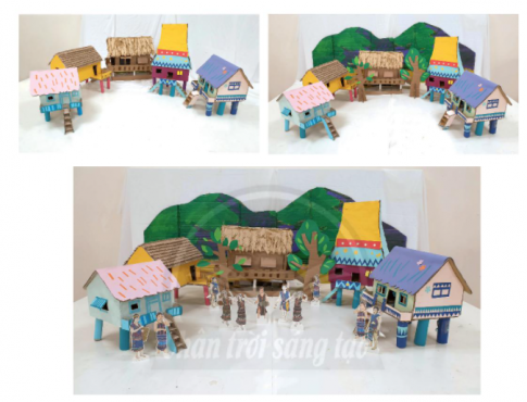 Quan sát hình và chỉ ra cách tạo mô hình khu nhà. Chia sẻ về cuộc sống và nét văn hóa của cư dân trong mô hình khu nhà của nhóm