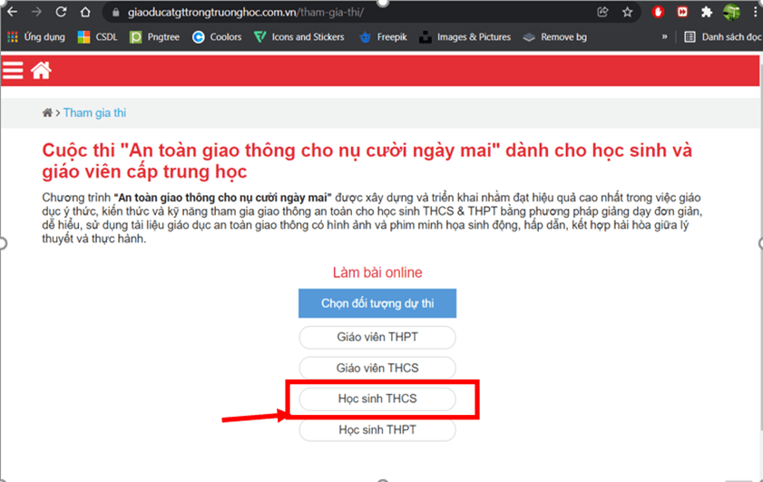 Cách đăng ký thi ATGT nụ cười ngày mai