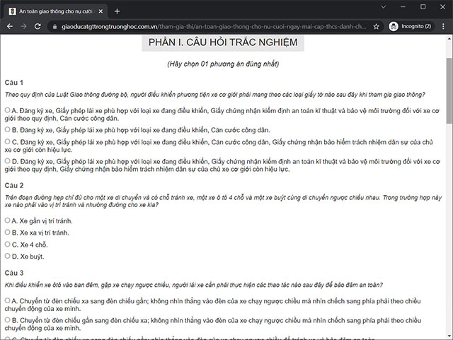 Cách đăng ký thi ATGT nụ cười ngày mai