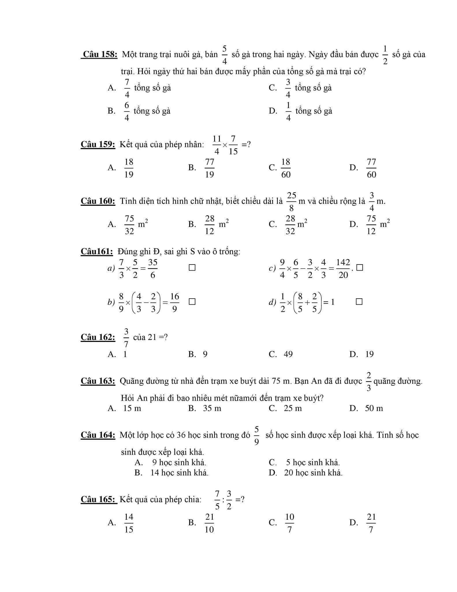 210 câu trắc nghiệm Toán lớp 4