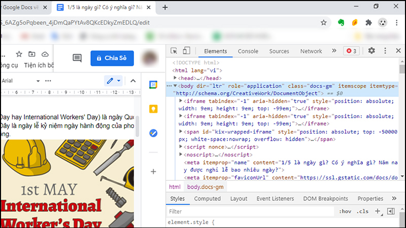 Mở cửa sổ Tool development 6 cách tải ảnh từ Google Docs về máy tính siêu đơn giản