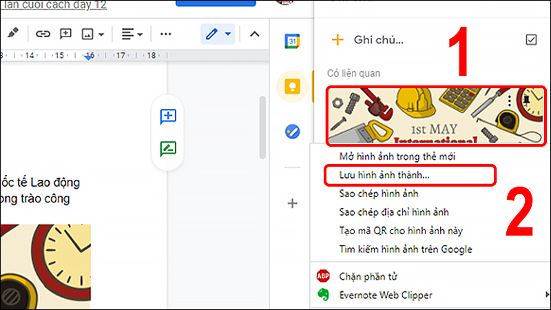 Nhấp chuột phải vào ảnh trên Keep để lưu 6 cách tải ảnh từ Google Docs về máy tính siêu đơn giản
