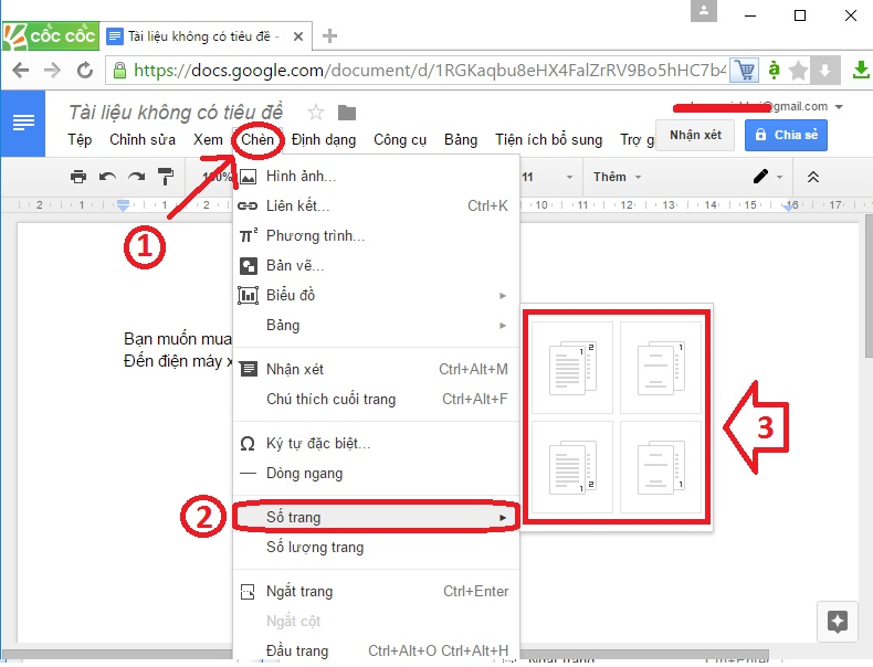 Cách đánh số trang trong Google Docs