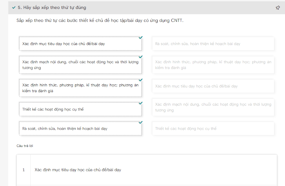 Đáp án module 9 Tiểu học môn Tin học
