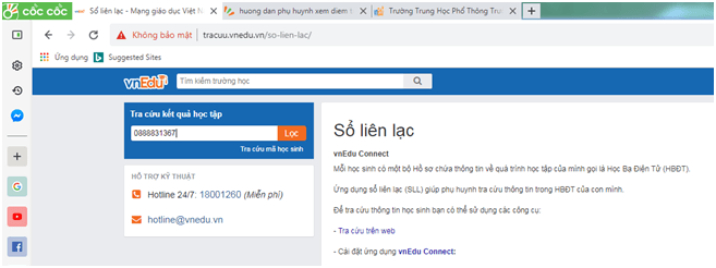 Cách tra cứu điểm trên trên Vnedu