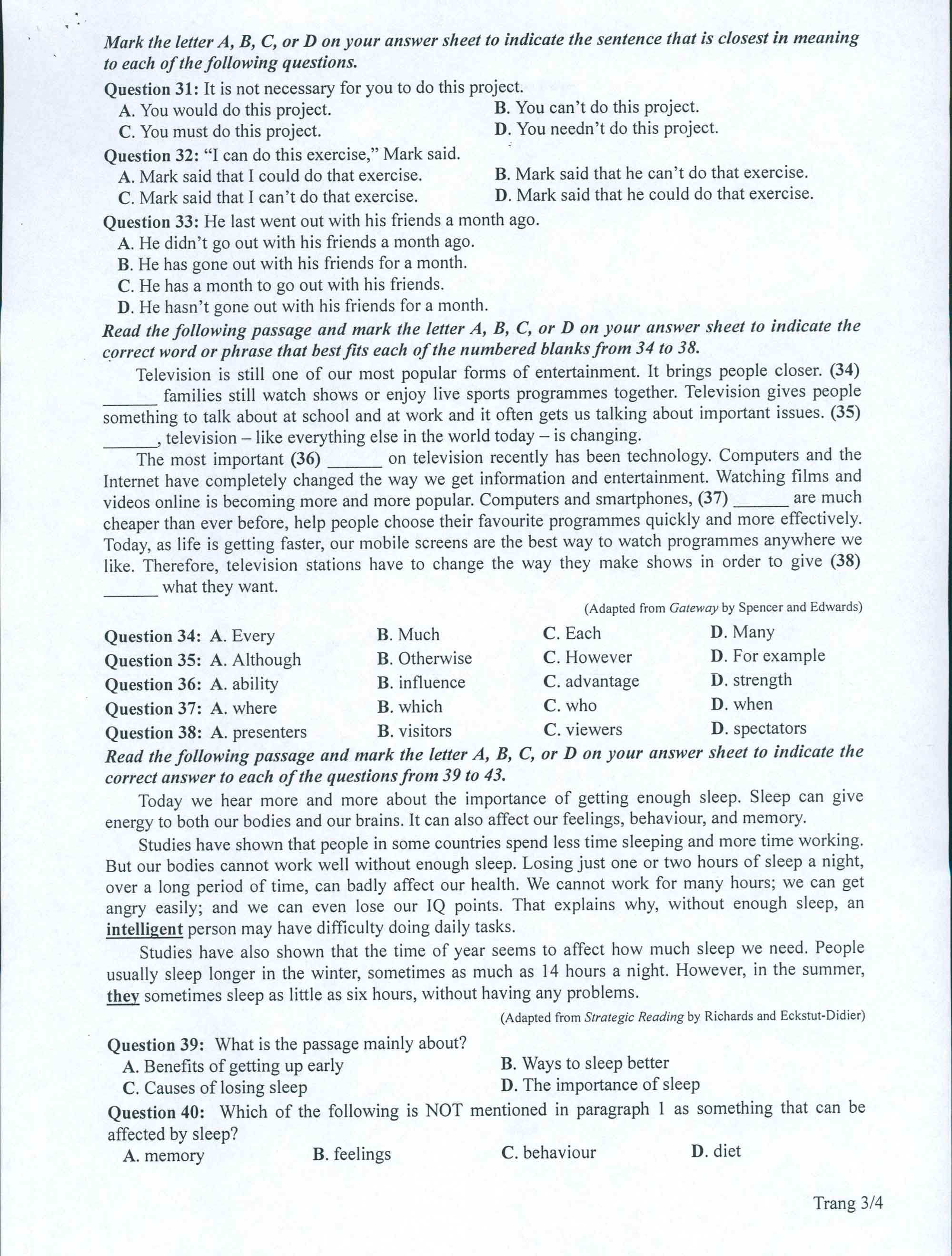 Đề minh họa 2022 môn Tiếng Anh