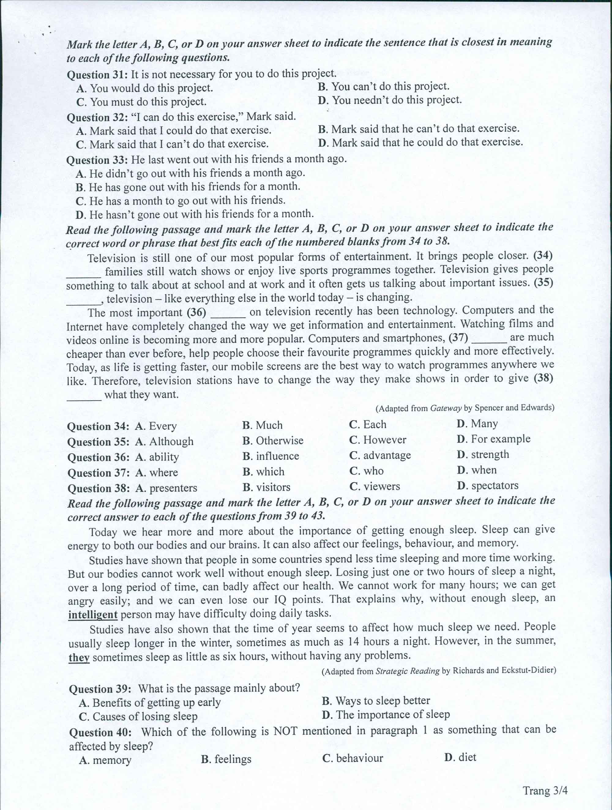 Đề minh họa 2022 môn Tiếng Anh