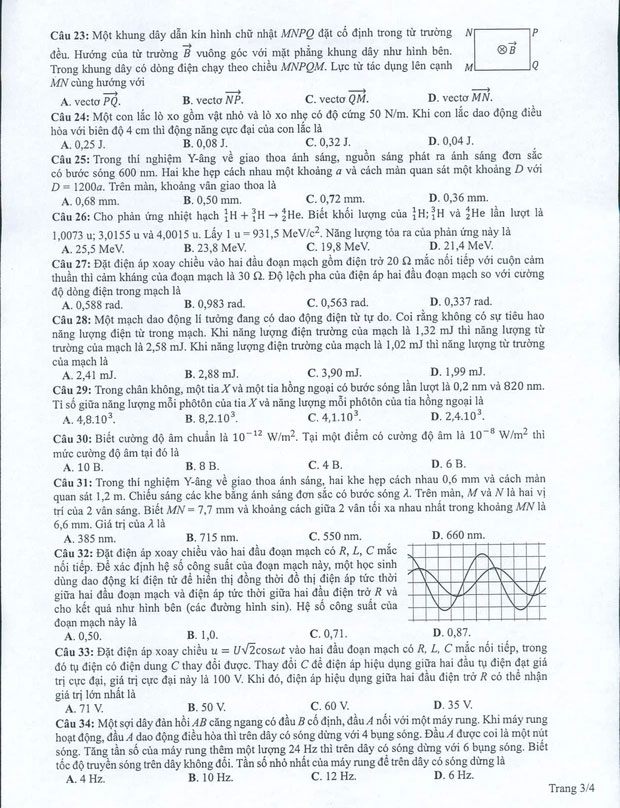 đáp án đề minh hoạ 2022