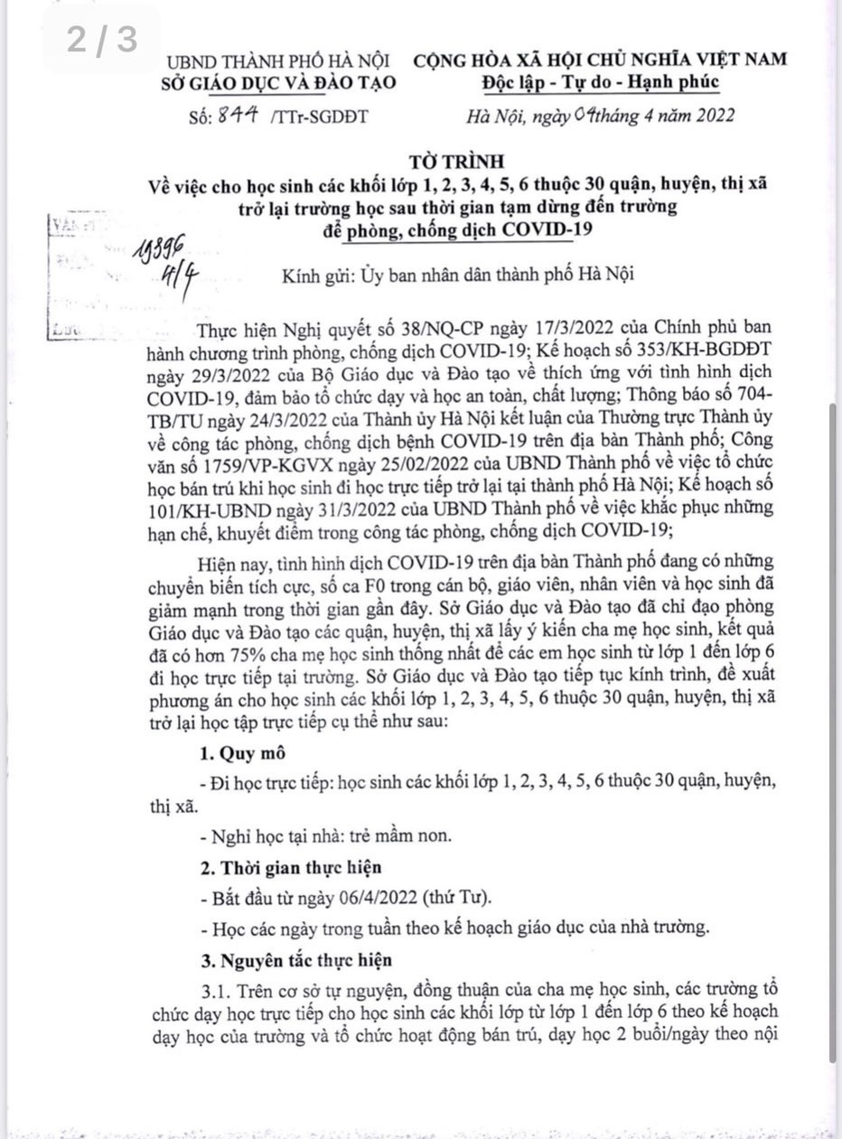 Học sinh tiểu học và lớp 6 ở Hà Nội đi học từ 6/4