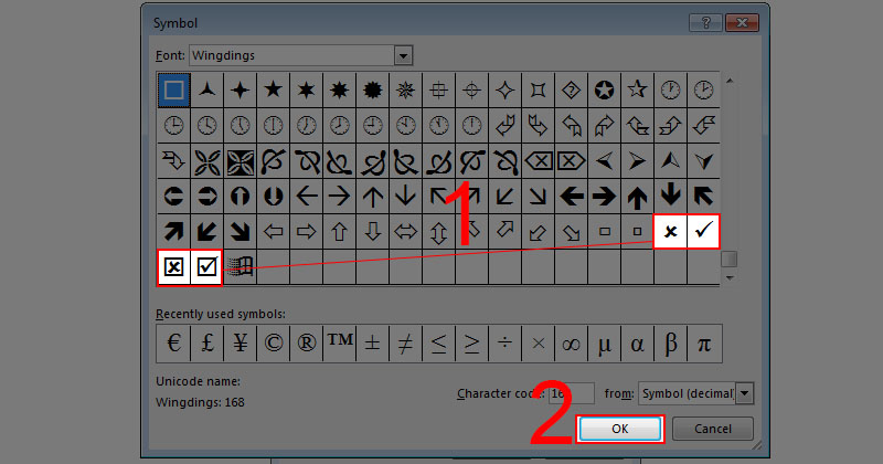 Chọn biểu tượng dấu tích bạn muốn thay Chọn biểu tượng dấu tích bạn muốn thay