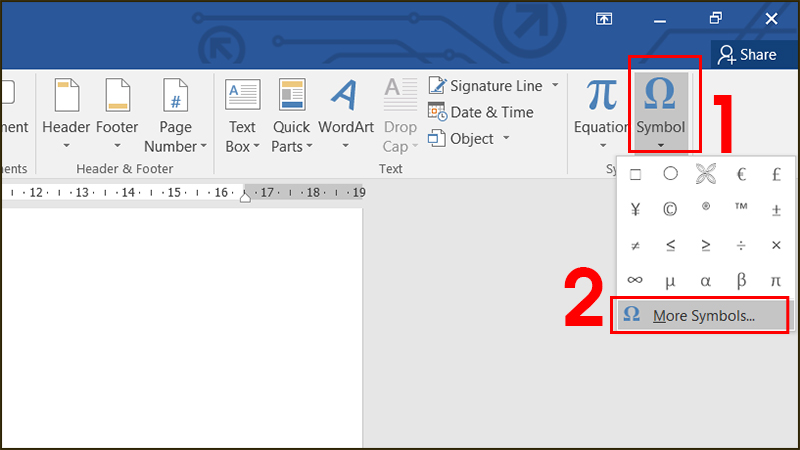 Chọn More Symbols Chọn More Symbols