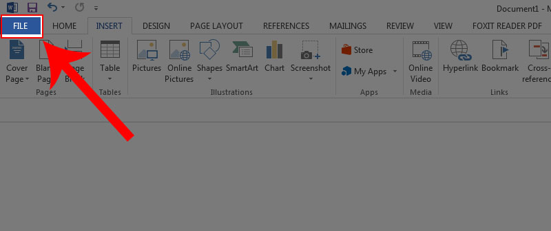 Chọn Tab File Chọn Tab File