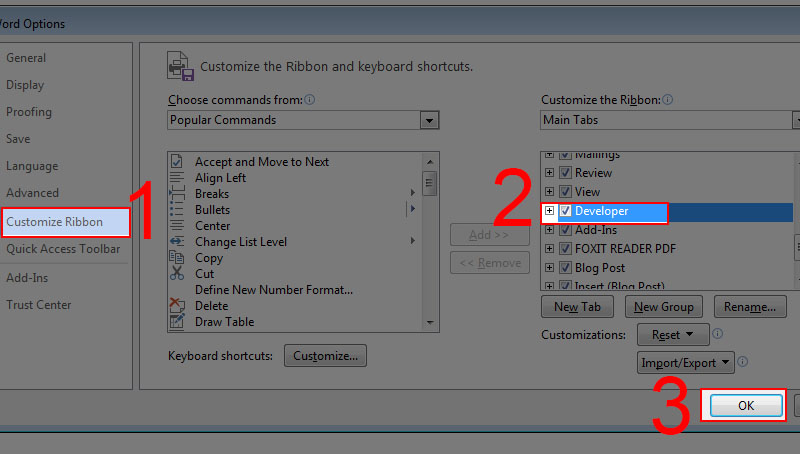 Chọn Developer Chọn Developer