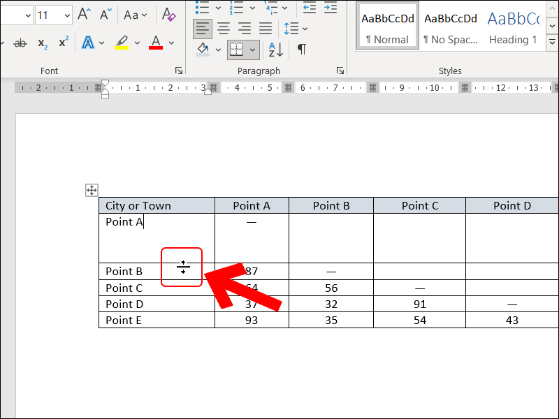 Chỉnh sửa kích thước hàng Chỉnh sửa kích thước hàng