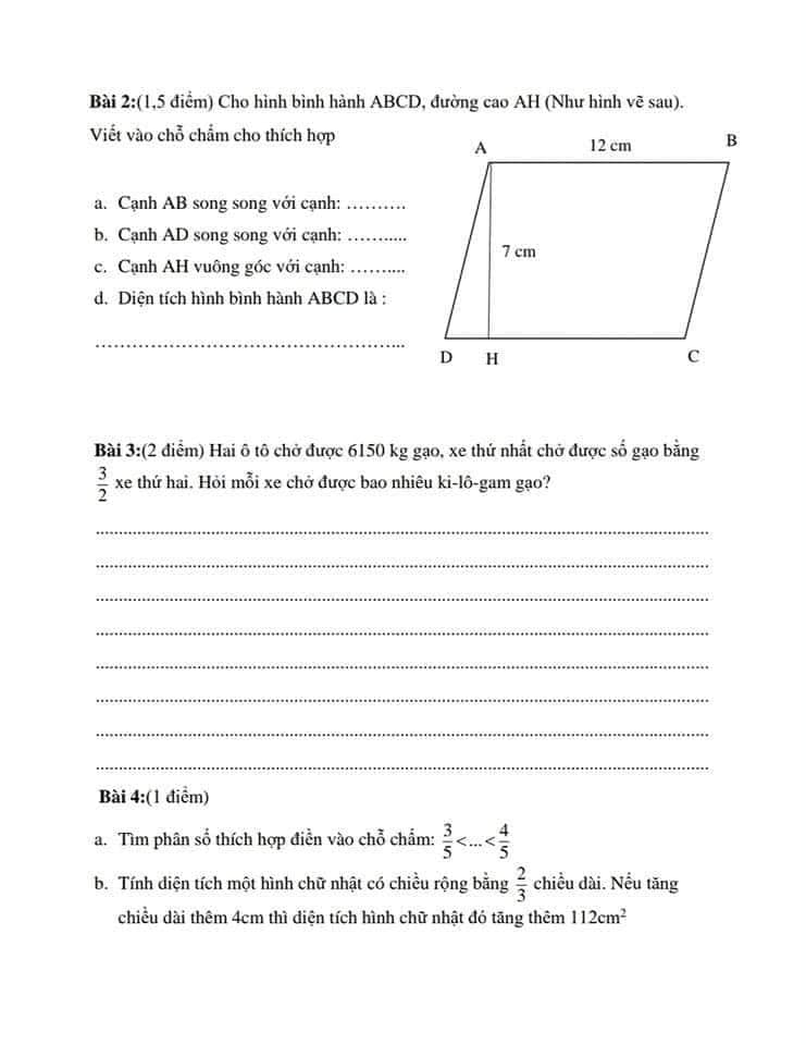 Bộ đề Toán lớp 4 kì 2