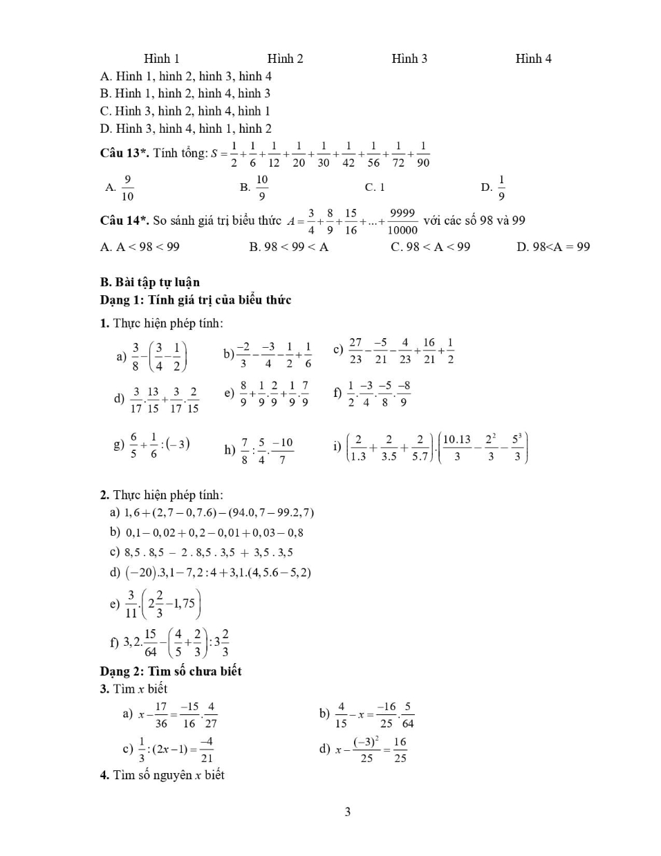 Đề cương ôn tập học kì 2 Toán 6 Trường THCS & THPT Nguyễn Tất Thành năm 2021 - 2022