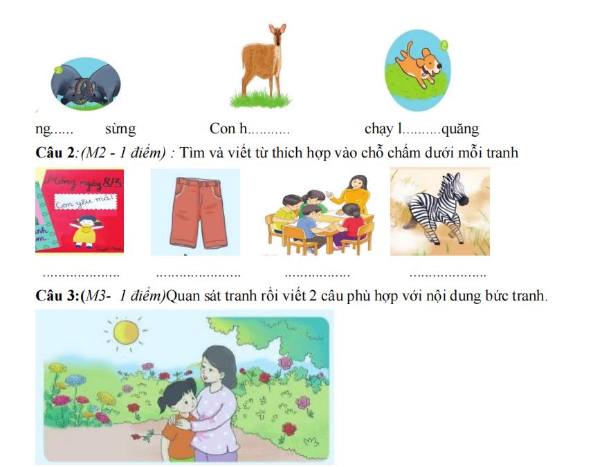 Bộ đề thi học kì 2 môn Tiếng Việt lớp 1