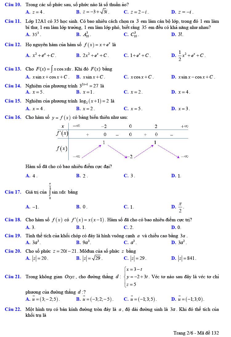 Đề thi thử THPT Quốc gia 2022 môn Toán Lê Lai - Thanh Hóa (lần 3)
