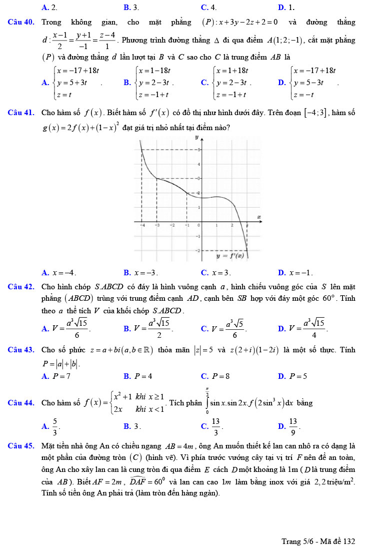 Đề thi thử THPT Quốc gia 2022 môn Toán Lê Lai - Thanh Hóa (lần 3)