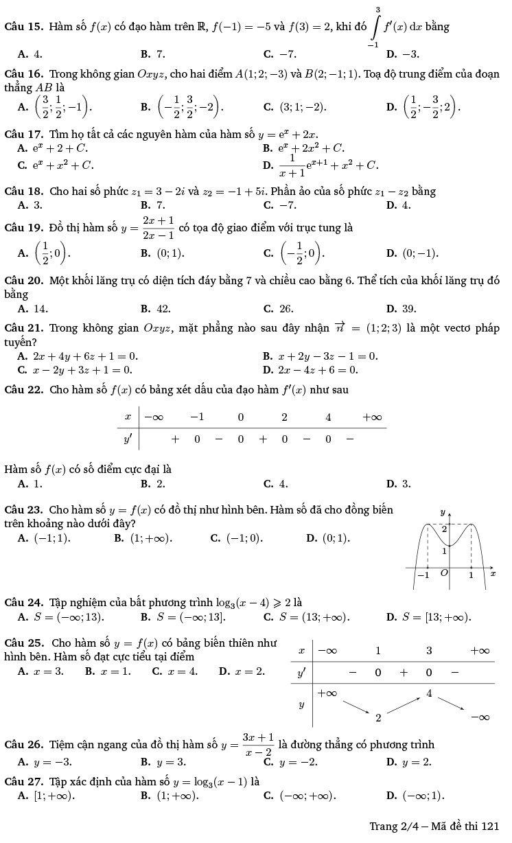 Đề thi thử THPT Quốc gia 2022 môn Toán trường THPT Phan Đình Phùng - Quảng Bình