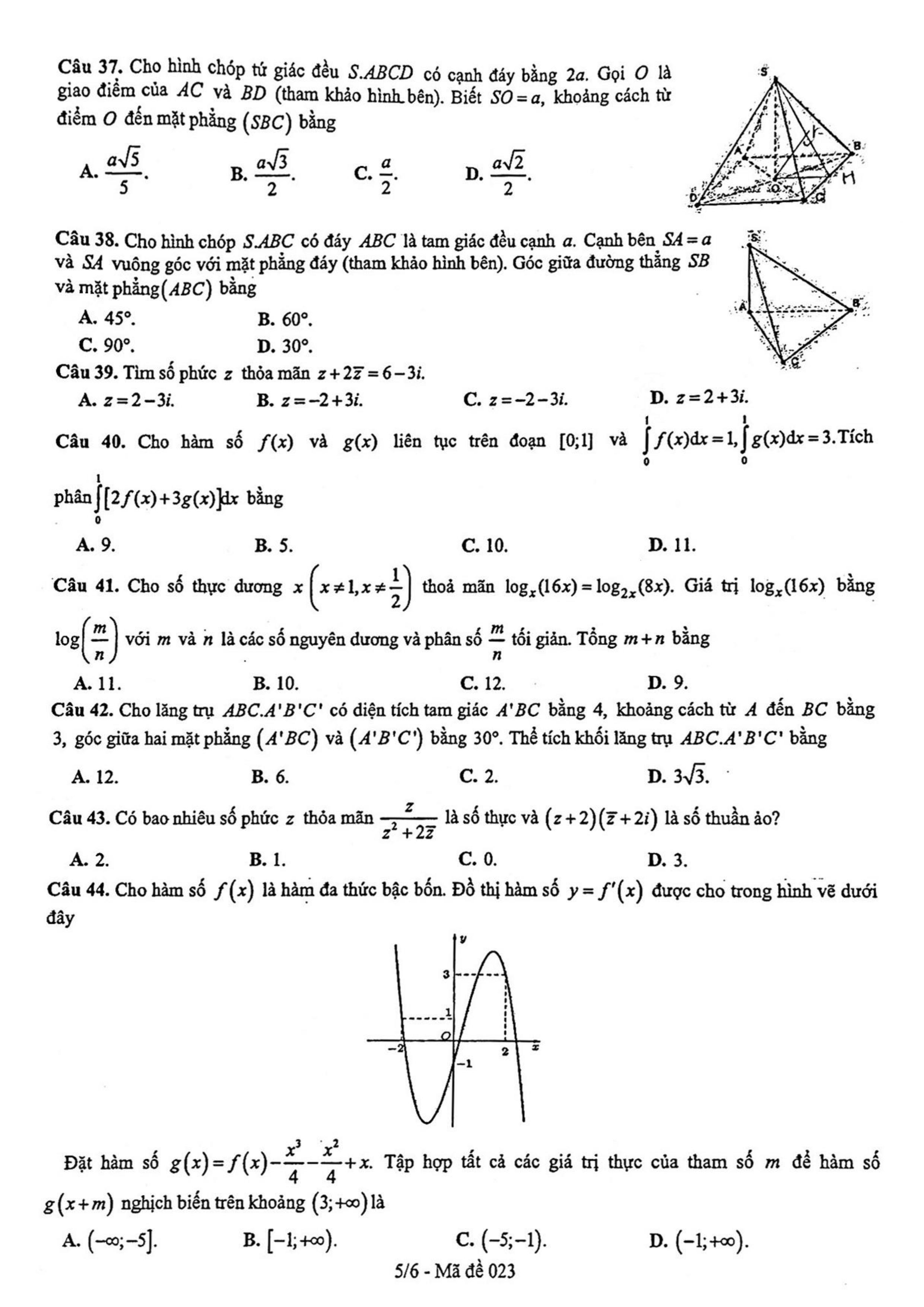 Đề thi thử THPT Quốc gia 2022 môn Toán Sở GD&ĐT Hà Nội