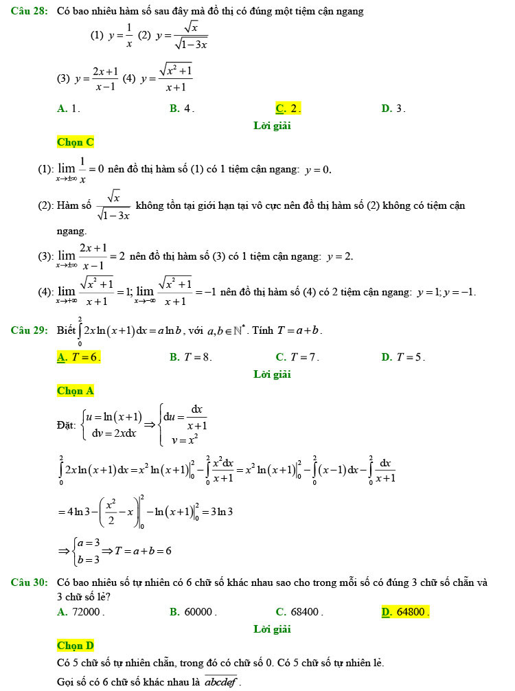 Đáp án chi tiết đề thi thử toán 2022 lần 1 chuyên Lam Sơn