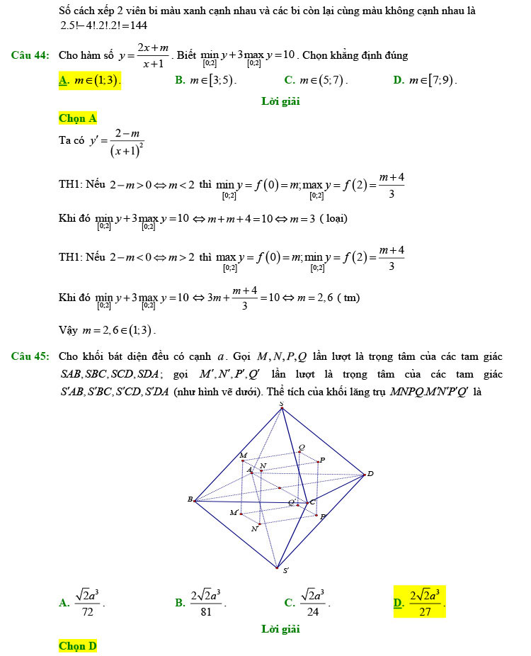 Đáp án chi tiết đề thi thử toán 2022 lần 1 chuyên Lam Sơn