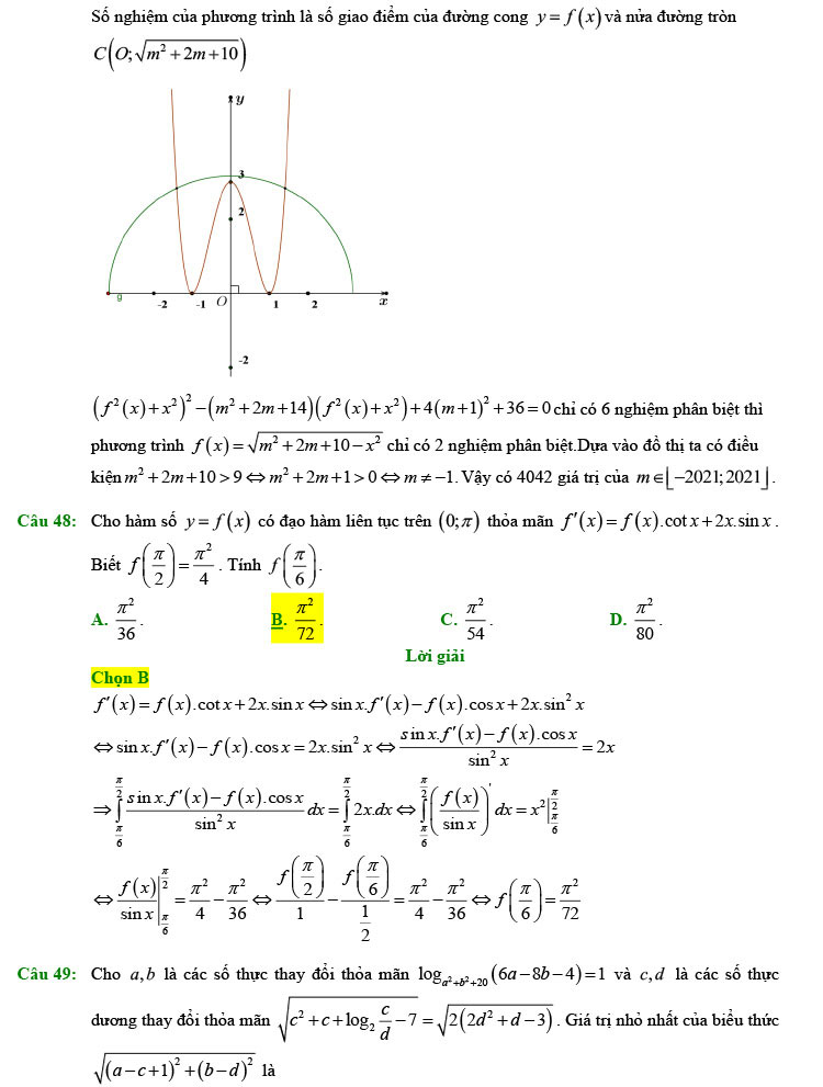 Đáp án chi tiết đề thi thử toán 2022 lần 1 chuyên Lam Sơn