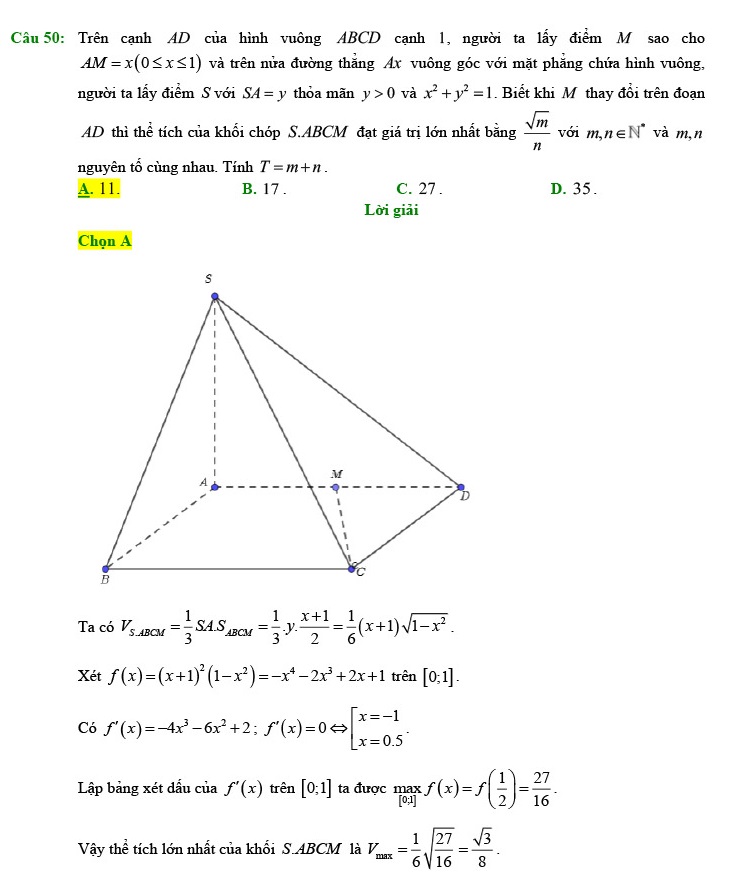 Đáp án chi tiết đề thi thử toán 2022 lần 1 chuyên Lam Sơn
