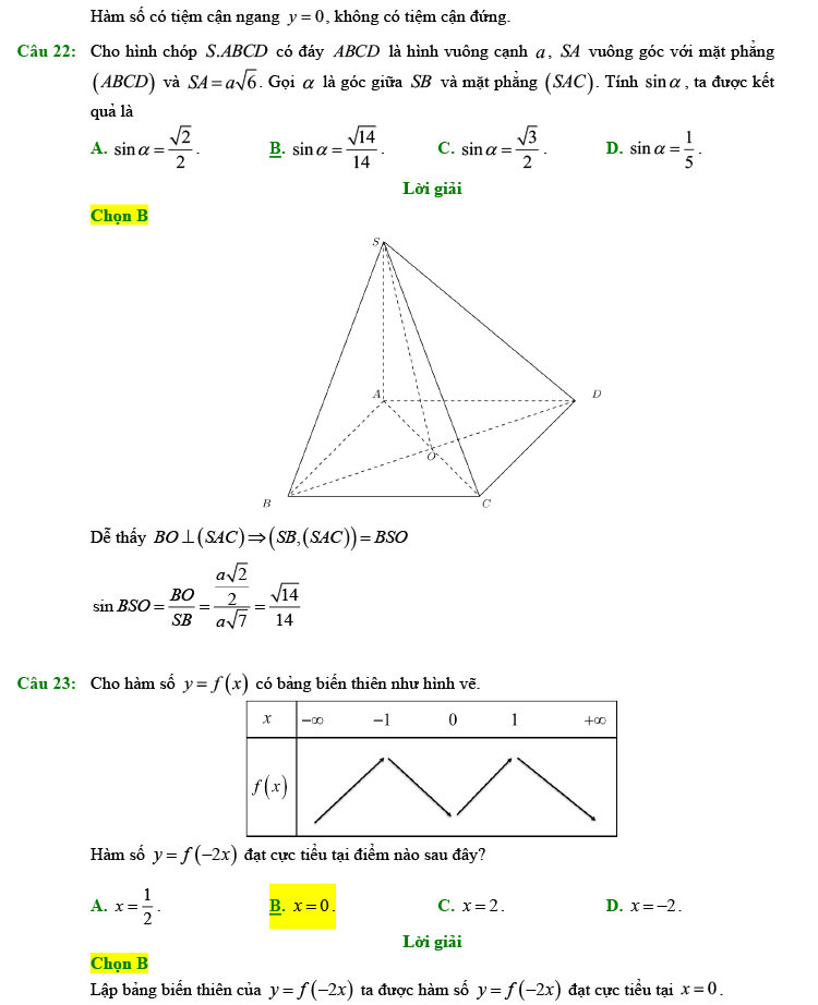 Đáp án chi tiết đề thi thử toán 2022 lần 1 chuyên Lam Sơn