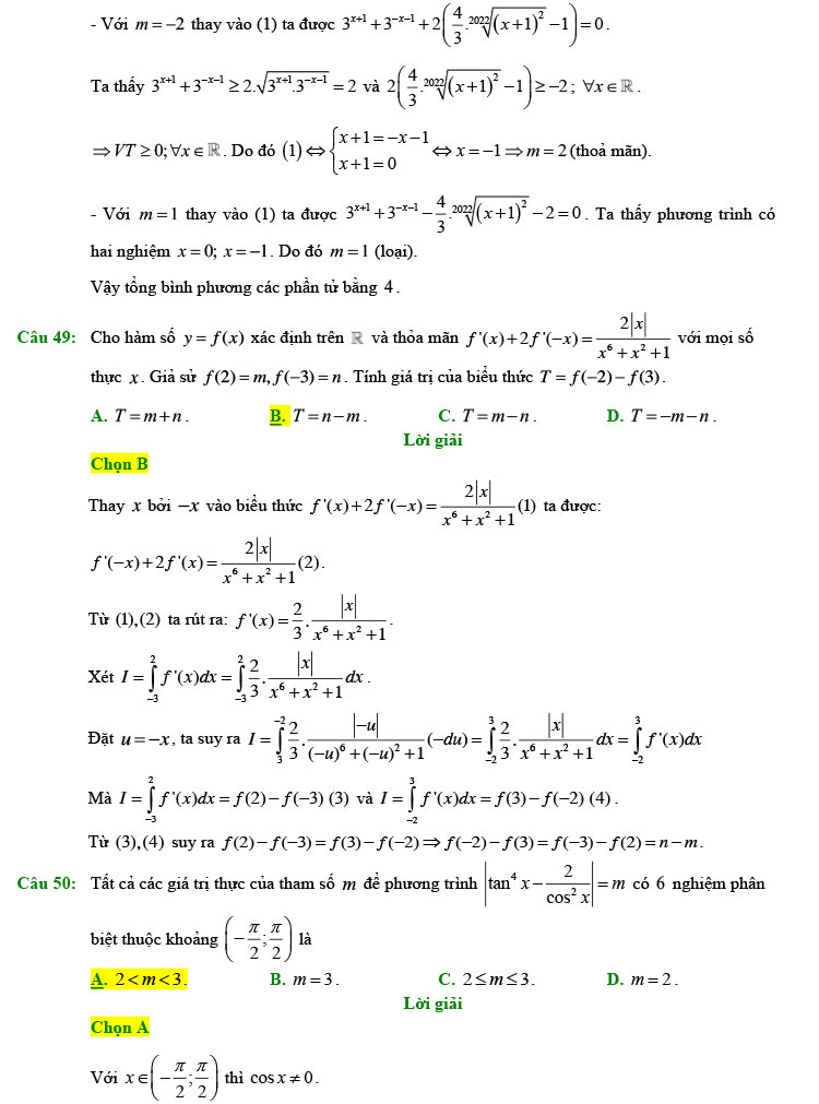 Đáp án đề thi thử Toán 2022 Xuân Đỉnh