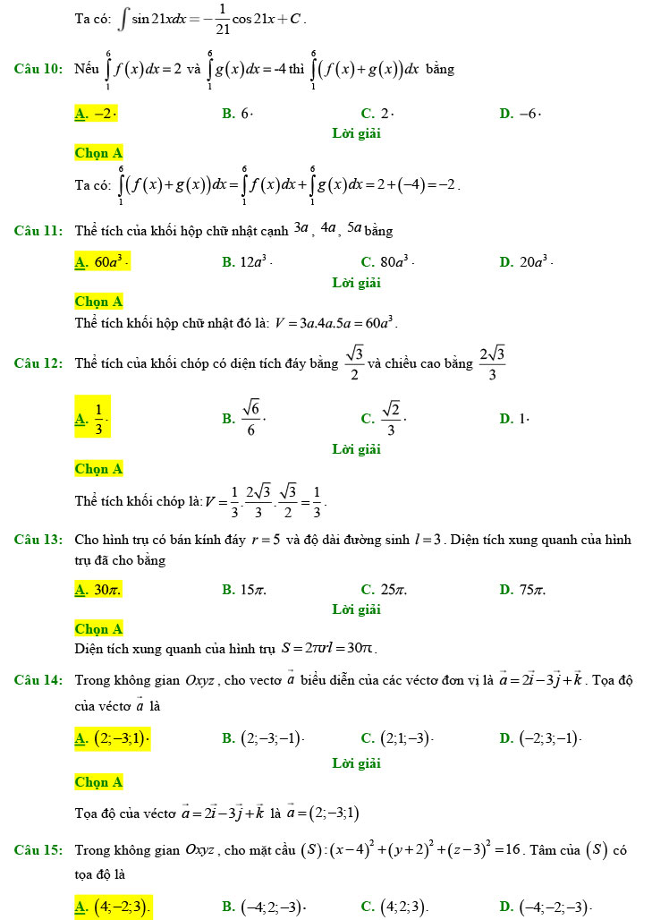 Đáp án đề thi thử Toán 2022 Xuân Đỉnh