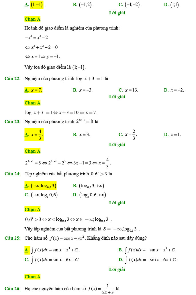Đáp án đề thi thử Toán 2022 Xuân Đỉnh