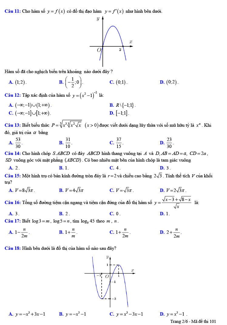 Đề thi thử THPT quốc gia 2022 môn Toán Liên trường lần 1
