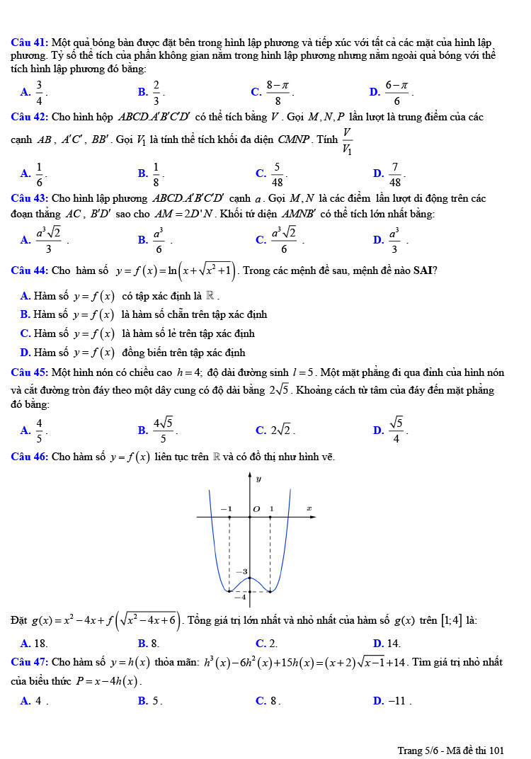 Đề thi thử THPT quốc gia 2022 môn Toán Liên trường lần 1